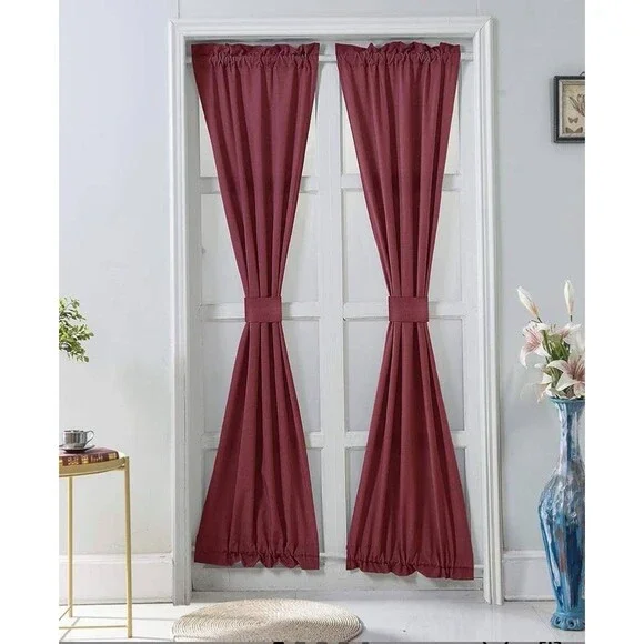 Blackout Thermal Panels French Door Curtains Apple Red, 25x72-Inches, 2 - Picture 2 of 5